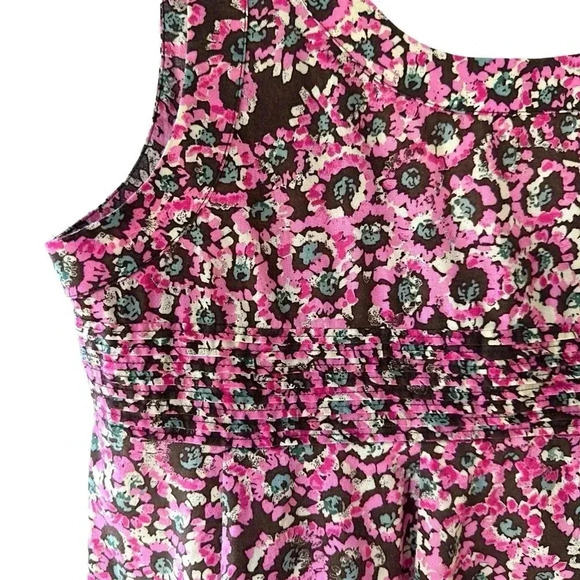 TSESAY | NWOT | SLEEVELESS COTTON PINK FLORAL PLEATED TOP POCKETS | SIZE: 8 - Picture 3 of 14
